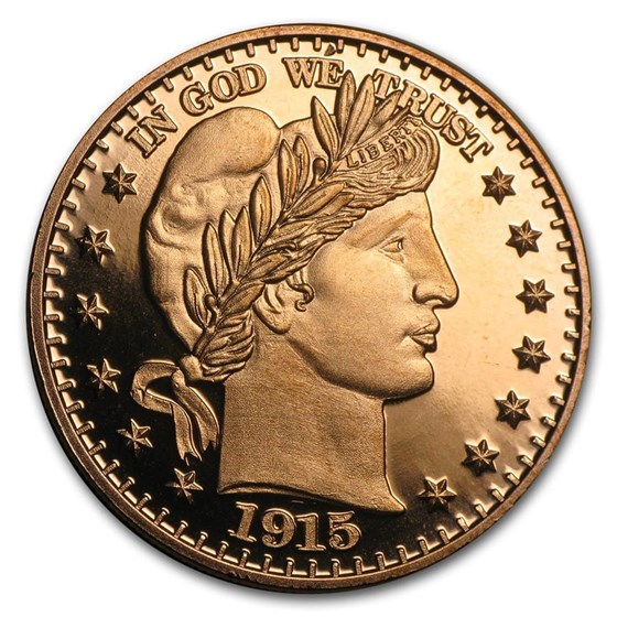 1 oz Copper Round - Barber Half Dollar 1 oz Copper Round - Barber Half Dollar